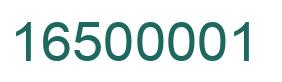 Number 16500001 green image