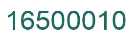 Number 16500010 green image