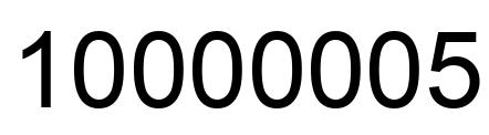 Number 10000005 black image