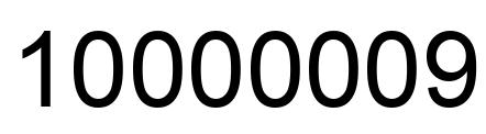 Número 10000009 imagen negro