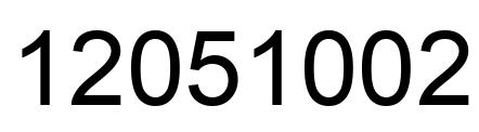 Number 12051002 black image