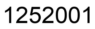 Number 1252001 black image