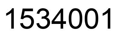 Number 1534001 black image