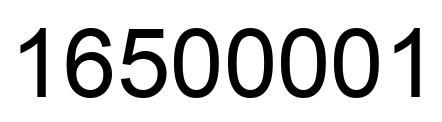 Number 16500001 black image