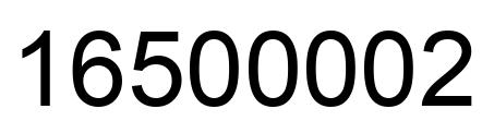 Number 16500002 black image