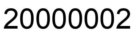 Number 20000002 black image