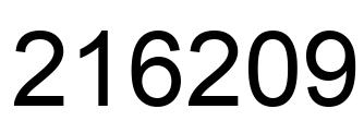 Number 216209 black image