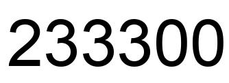 Number 233300 black image