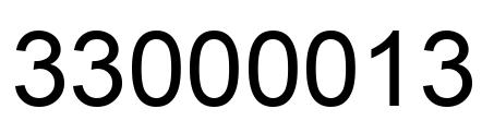 Number 33000013 black image