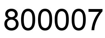 Number 800007 black image