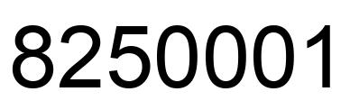 Number 8250001 black image