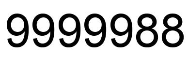 Número 9999988 imagen negro
