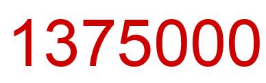 Number 1375000 red image