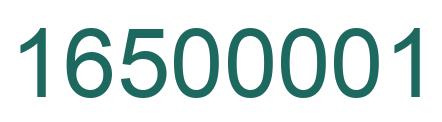 Number 16500001 green image