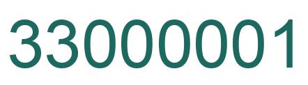 Number 33000001 green image