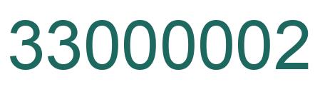 Number 33000002 green image