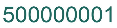 Number 500000001 green image