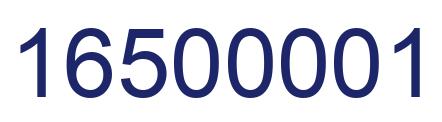 Number 16500001 blue image
