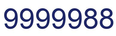 Número 9999988 imagen azul