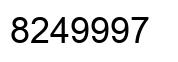 Number 8249997 black image