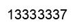 Number 13333337 black image