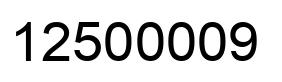 Number 12500009 black image