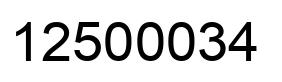 Number 12500034 black image