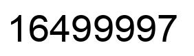 Number 16499997 black image