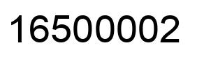 Number 16500002 black image