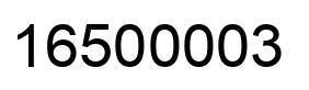 Number 16500003 black image