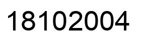 Number 18102004 black image