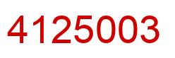 Number 4125003 red image