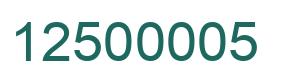 Number 12500005 green image