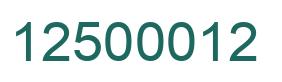 Number 12500012 green image