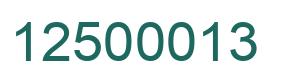 Number 12500013 green image