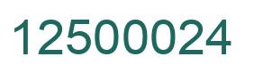 Number 12500024 green image