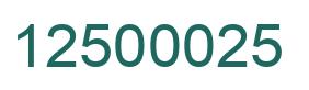 Number 12500025 green image