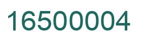 Number 16500004 green image