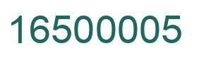 Number 16500005 green image