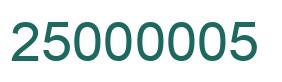 Number 25000005 green image