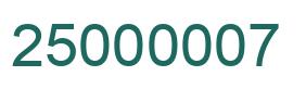 Number 25000007 green image