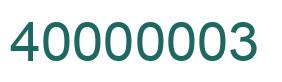 Number 40000003 green image