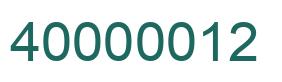 Number 40000012 green image