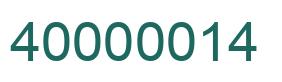 Number 40000014 green image