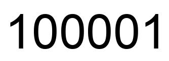 Number 100001 black image
