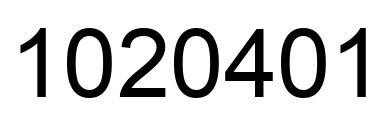 Number 1020401 black image