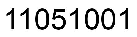Number 11051001 black image