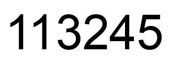Number 113245 black image
