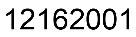 Number 12162001 black image