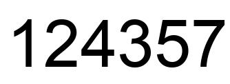 Number 124357 black image